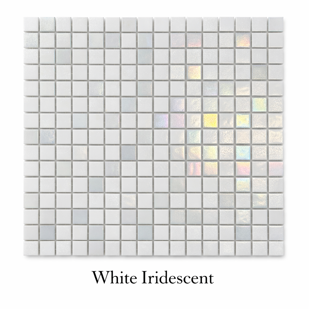 White Iridescent Glass Mosaic Tiles